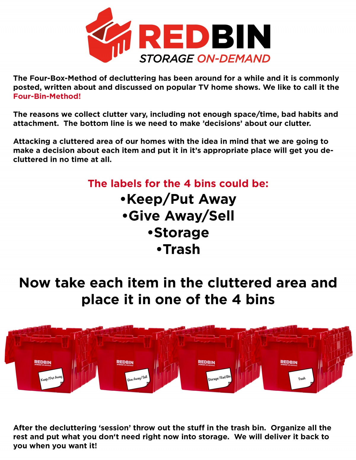 The FourBin Method of Decluttering RedBin Blog